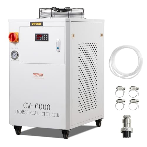 VEVOR Refroidisseur d'eau Industriel, CW-6000, système de Refroidissement de Refroidisseur 1500 W avec compresseur capacité réservoir 15 L débit 65 L/Min,...