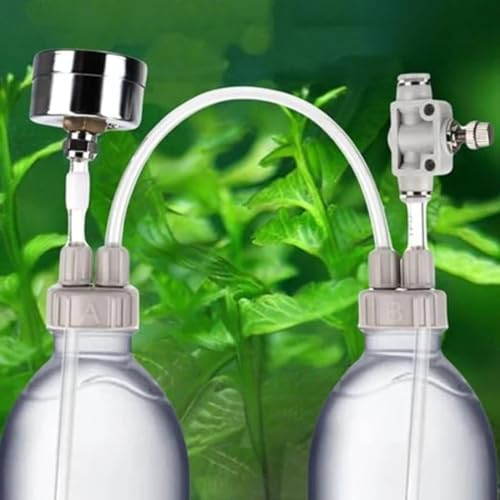 Image of VAYINATO DIY CO2 Generator System Kit, DIY CO2 Aquarium Regulators, CO2 Accessories with Tube Valve Gauge Bottle Cap Kit for Aquarium Moss Plant (Baking soda+Citric Acid - Not Included)