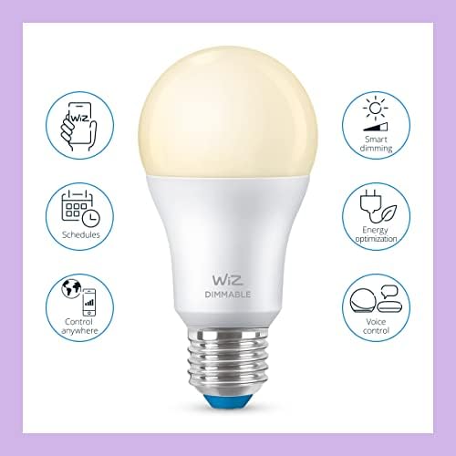 WiZ Dimmable [E27 Edison Screw] Smart Connected WiFi Light Bulb. 60W Warm White Light, App Control for Home Indoor Lighting, Livingroom, Bedroom.