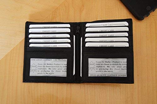 Ag Wallets Men's Lambskin Leather European Multi-Card Bifold Wallet Hipster Black #TOP3