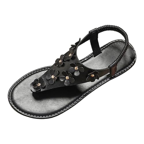Orthopädische Sandalen Damen Elegant Coole Mit Fussbett Sandaletten Sandalen Bequem Boho Flip Flops Flache Mit Blumen Offene Lässige Zehentrenner Strandschuhe Sommer