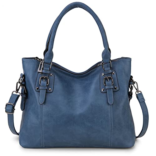MayBlosom Damen Handtasche, Hobo Tasche Shopper PU leder Umhängetasche Schultertasche Geldbörse für Frauen (Blau)