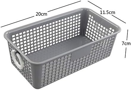 Cadineer 6 Packs Storage Basket with Handles, Plastic Grey Baskets, Small Baskets