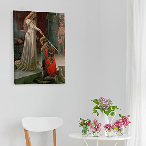 Medieval Knight Poster Romantic Oil Painting Renaissance Canvas Prints Canvas Wall Art Prints For Wall Decor Room Decor Bedroom Decor Gifts 24X32Inch(60X80Cm) Frame-Style #TOP5
