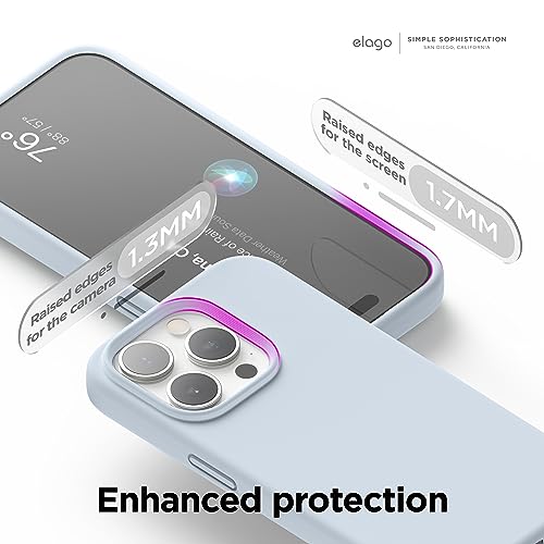Image of elago Compatible with iPhone 15 Pro Case, Liquid Silicone Case, Full Body Protective Cover, Shockproof, Slim Phone Case, Anti-Scratch Soft Microfiber Lining, 6.1 inch (Light Blue)