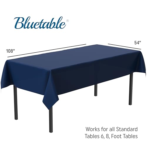 Plastic Tablecloth Disposable Blue Navy Rectangle (12 Pack) Bulk - Ultra Heavy Duty Table Cloth (54” x 108”) 6 Foot or 8 Foot Tables, Premium Royal Blue Party Table Cloths Birthdays [12 Pack] by Bluetable - Image 2
