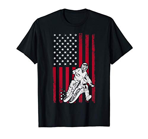 Rider American US Flag Biker Motorcycle Cool Rider Dirt Bike Camiseta