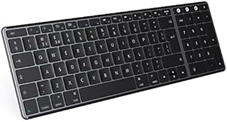 Seenda Wireless Keyboard, Three Bluetooth Channels, Rechargeable Bluetooth Keyboard, Ergonomic & Slim Design, QWERTY UK Layout for Mac OS/iOS/Windows/Android, Apple Layout Multimedia Function Keys