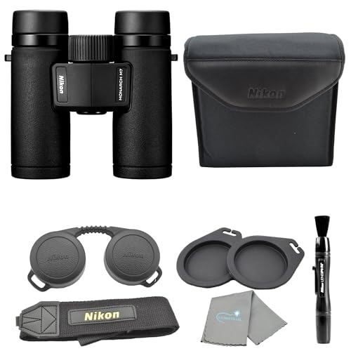 Nikon Monarch M7 10x30 (16764) Black Binoculars Bundle with Lens Pen and Cleaning Cloth, Compact Binoculars for Adults for Hunting, Bird Watching, and Hiking Essentials, Zoom Lightweight Travel