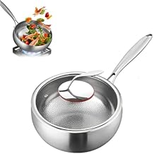 Toutrop Titanium Hammered Pan, Thickened Multi-Layer Titanium Stock Pot, Titanium Wok Pan, Scratch-Resistant Non Stick Titanium Frying Pans, Even Heating for Cooking,with lid,9.44in