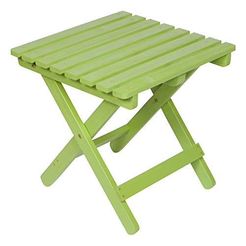 Shine Company 4119Lg Adirondack Square Outdoor Folding Side Table | Wooden Small Deck Table For Indoor/Outdoor – Lime Green #TOP2