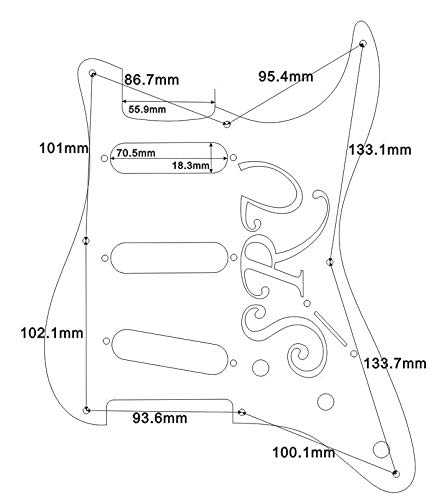 Pickguard pour guitare US Fender 57′ 8 vis SRV Logo Strat - Les Beatles, Paul McCartney, John Lennon, RIngo Starr, George Harrison Pickguard pour guitare US Fender 57' 8 vis SRV Logo Strat – Image 8