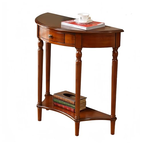 CYYTLFSD Solid Wood Console Table with Drawer, Semi-Circle Entryway Storage