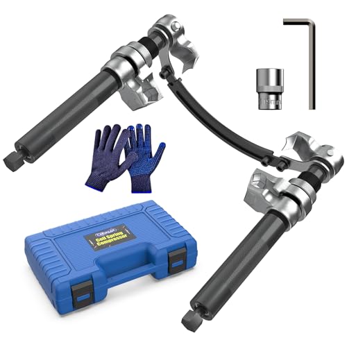 CARVALAX Coil Spring Compressor Tool, 2pcs Automotive Spring Compressor Set with Extendable Safety Bracket, 2670LB Heavy Duty Macpherson Strut Spring Compression Set for UTV ATV SUV Light Truck
