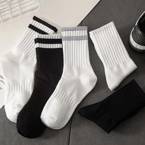 2/5/10 Pairs Comfy Running Athletic Socks Casual Striped Crew Socks for Men and Women4