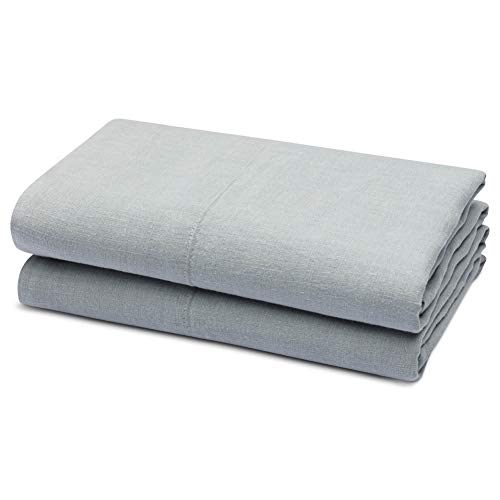 MALOUF WO162QQSMLC Woven Soft, Natural French Linen Pillowcases-Set of 2-Queen-Smoke