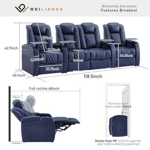 Image of Weilianda Home Theater Seating, Top Grain Leather Movie Theater Chair