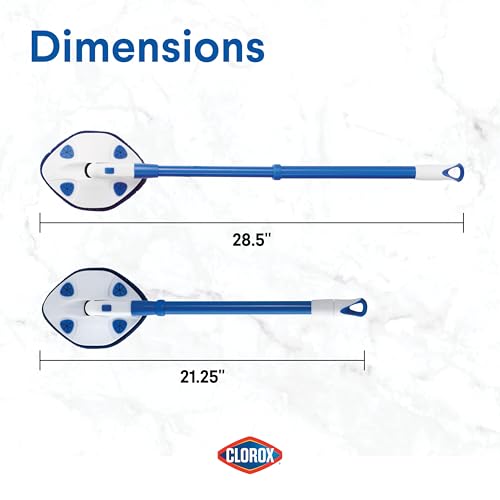 Image of CLOROX Extendable Tub and Tile Scrubber (Pack of 2) with Extra Pad - Plastic Head, Blue, Tile Surface
