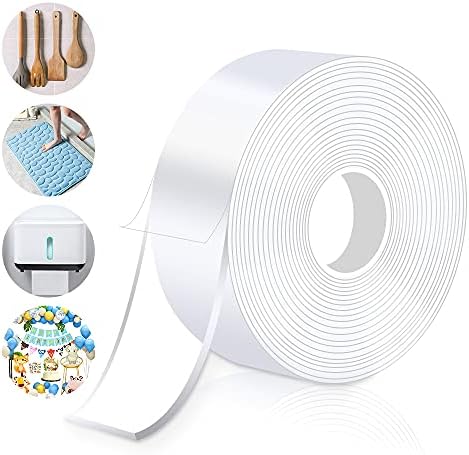 MagicQCraft Strong Nano Double Sided Adhesive Tape, 9.8FT Traceless Washable Transparent Double Sided Tape Reusable Nano Adhesive Tape for Wall, Kitchen, Party, Photos, Carpet