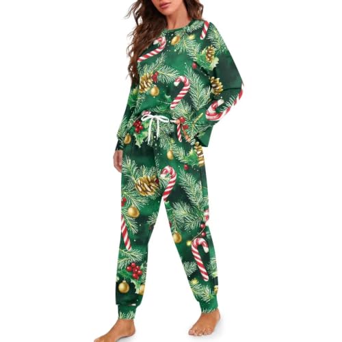 Image of Women's Pajamas Set Soft 2 Piece Loungewear Long Sleeve Pj Set Matching Sleepwear with Pockets for Women Plus Size