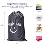 NICOGENA Wash Me Laundry Bag 2 packs, 28x40 inches Rips & Tears Resistant Large Dirty Clothes Storage, Machine Washable, Heavy Duty Hamper Liner for College Students, Sky Blue&Gray - Image 2