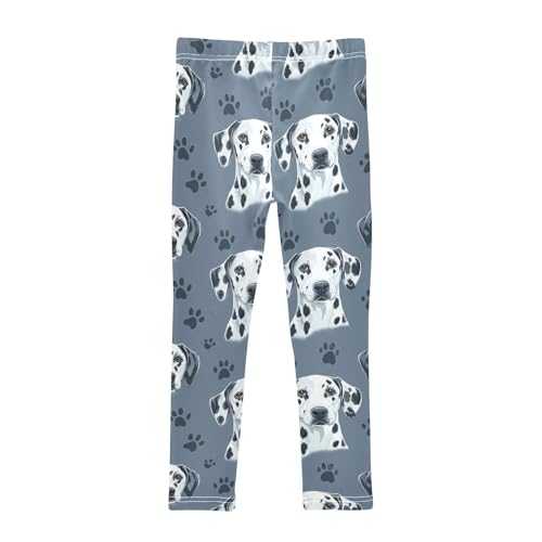 Dalmatian and Paw Girls Leggings,Workout Leggings for Girls Toddler Athletic Leggings Size for 3-10T2