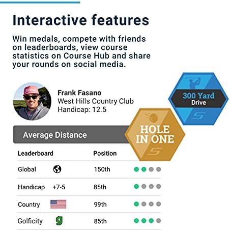 Shot Scope V3 GPS Golf Watch - Automatic Shot Tracking - F/M/B + Hazard Distances - Strokes Gained - 100+ Statistics, 36,000+ Pre-Loaded Worldwide Courses - No Subscriptions