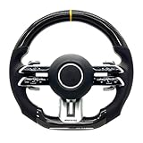 Steering Wheel with Airbag, Carbon Fiber Steering Wheels Compatible with Mercedes-Benz AMG W204 W205 W212 W221 W176 W213 W218 Cla W177 G-CLASS A-Class C-Class E-Class S-Class 2002-2025, Black