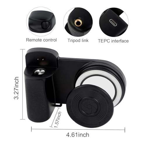Magnetic Phone Camera Grip with Selfie Fill Light, Smartphone Shooting Holder Selfie Handle Snap with Shutter Button Remote for iPhone 16 15 14 13 12 Pro Max Android Cellphone Vlog Video Photography