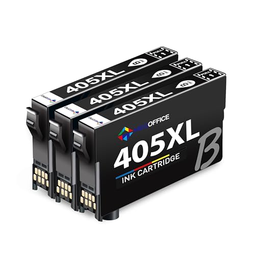 MEGOFFICE Lot de 3 Cartouches d'encre 405XL Noir Compatible pour Epson Workforce Pro WF-4820 WF-3820 WF-7310 WF-7830 WF-7840 WF-4830 WF4820 WF3820 WF7310 WF7830 WF7840 WF4830