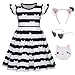 Btonai Black and White Striped Cat Costume Girls Birthday Dress up with Headband Purse Glasses Halloween Outfit