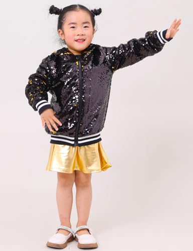 Girls Flip Sequin Jackets Striped Kids Unique Stylish Jacket Zip Up Coat Sparkle Outwear Birthday Shiny Clothes2