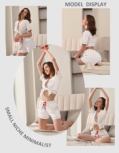 Image of NAP BOUND 100% Cotton Pajamas for Women Sets 2 Pieces Pjs Button short sleeves with Pockets Soft Sleepwear Loungewear XS-XXL