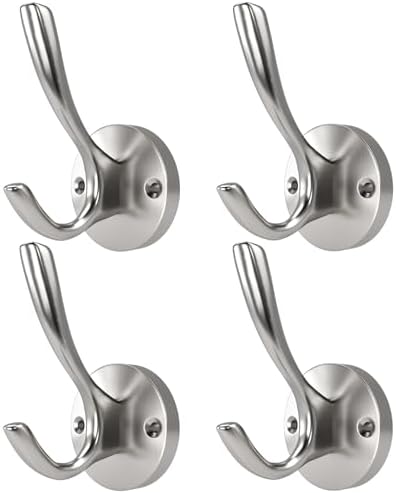 ZUONAI Brushed Nickel Towel Hooks for Bathrooms Wall Mounted 4 Pack ...