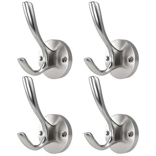 ZUONAI Brushed Nickel Towel Hooks for Bathrooms Wall Mounted 4