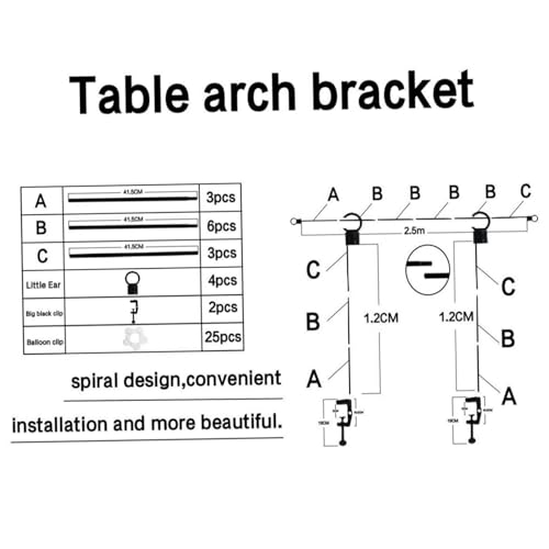 Support d'arc table en métal réglable avec pinces pour fêtes