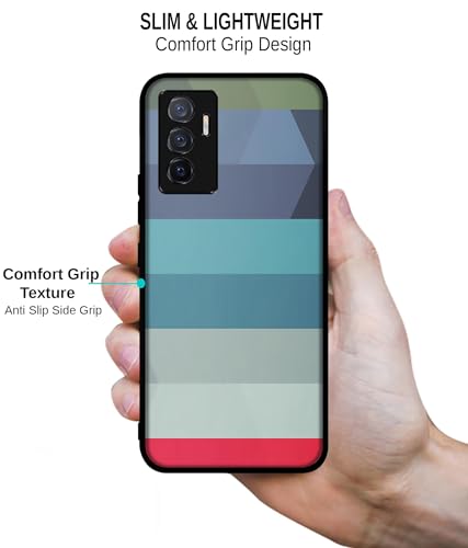 Image of Colorful Lines Design Premium 2D Printed Metal Back Case Cover for Vivo V23E 5G / Y75 4G