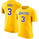 NBA Boys Youth 8-20 Official Player Name & Number Game Time Performance Polyester Jersey T-Shirt (Los Angeles Lakers, Anthony Davis, Medium, Yellow)