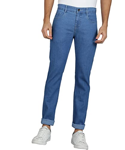 Image of Men's Light Blue Regular Fit Solid Jeans Stretchable