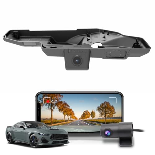 Fitcamx Front 2160P+Rear 1080P Dash Cam Adapts for Ford Mustang 2024 2025 Ecoboost GT Premium Dark Horse, OEM Look, Dual HD Video, Loop Recording, WiFi & APP, G-Sensor, Easy to Set, 128GB Card