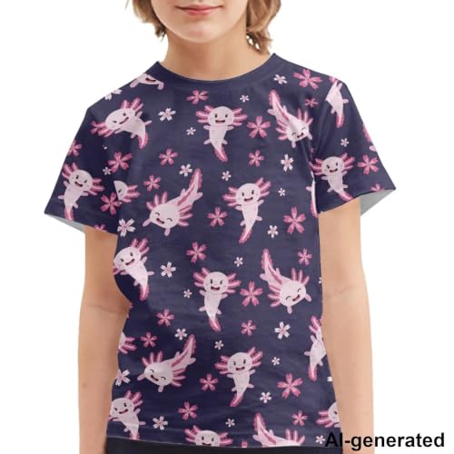 Image of Novelty 3D Graphic T Shirts for Kids Crew Neck Funny Animal Print Short Sleeve Girls Tshirts 3-16 Years