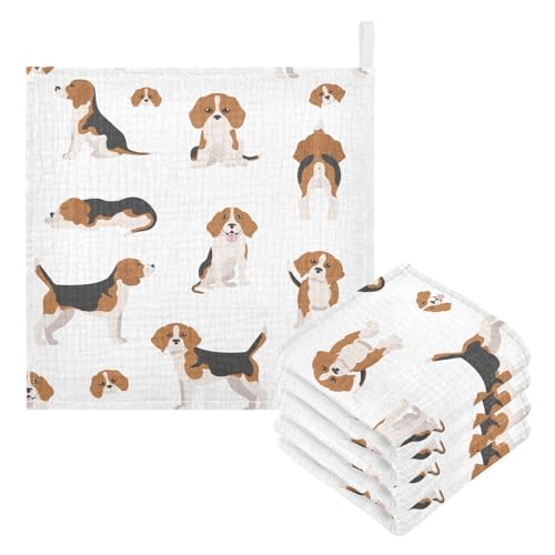 Image of vvfelixl Baby Muslin Washcloths Beagle Puppy Baby Burp Cloths Cotton Baby Face Towel for Newborn Infants Boys Girls Soft and Absorbent 11.8 X 11.8 in, 3 Pack