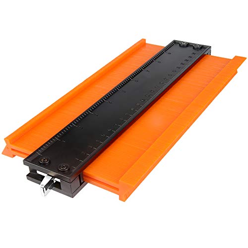 NOTENS Medidor de contorno con cierre ajustable, herramienta de perfil de 25 cm, ampliada forma irregular, regla de plástico para esquinas y plantillas de carpintería (naranja)