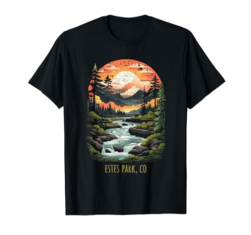 Estes Park Colorado USA Scenic Mountain Sunset Estilo Vintage Camiseta