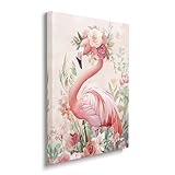 Flamingo Canvas Wall Art Tropical Animal Posters Pink Flamingo Pictures Painting Modern Prints Framed Artwork for Bathroom Living Room Home Wall Decor 12'x16'