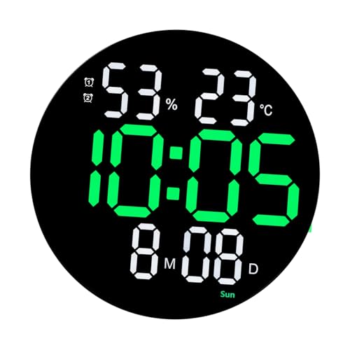 CORHAD Large Digital LED Wall Clock with Remote Control Display for Week Date Humidity Temperature Brightness Dual Alarm Function for Home Office Decor