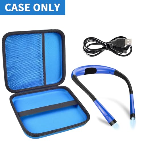 Image of GWCASE Hard Carrying Case for Glocusent for Vekkia LED Neck Reading Lights | Shock-Resistant EVA Shell, Mesh Pocket for Cable, Keep Small Gear Neat for Bedtime Reading, Crochet, Travel, Blue, Box Only
