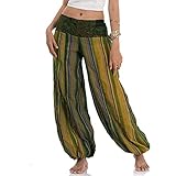 ✅ Diese farbenfrohe gemütliche und super bequeme gestreifte Aladinhose ist für Frauen und Mädchen geeignet. Sie hat einen bestickten elastischen Hosenbund mit Verschlussknöpfen aus Kokosnuss.