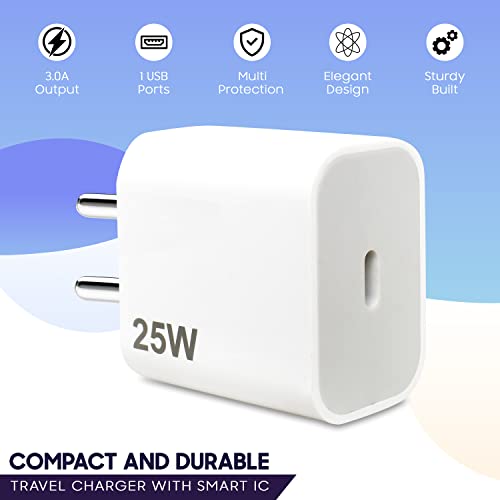 Image of 25W iPhone Fast Charger Adapter[Bis Certified] Pd Power USB Type C Charger Wall Plug Adapter Quick Charging Compatible with iPhone 15 Series 14 /14 Pro Max /13 /13Pro /12 /11 Pro,White