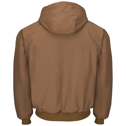 Image of Bulwark Men's Brown Duck Hooded Jacket with Knit Trim